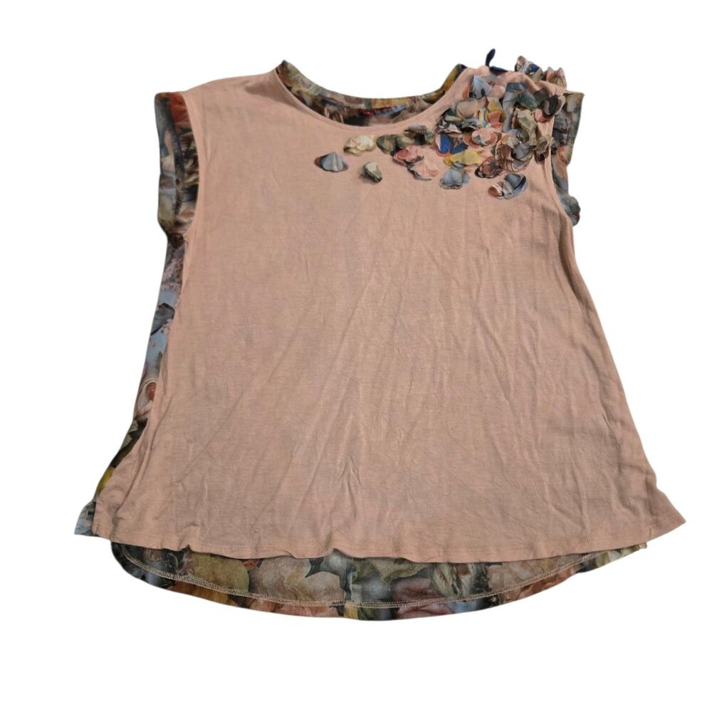Ted Baker Pink Floral Appliqué Butterfly Botanical Top Romantic Luxury Size 2